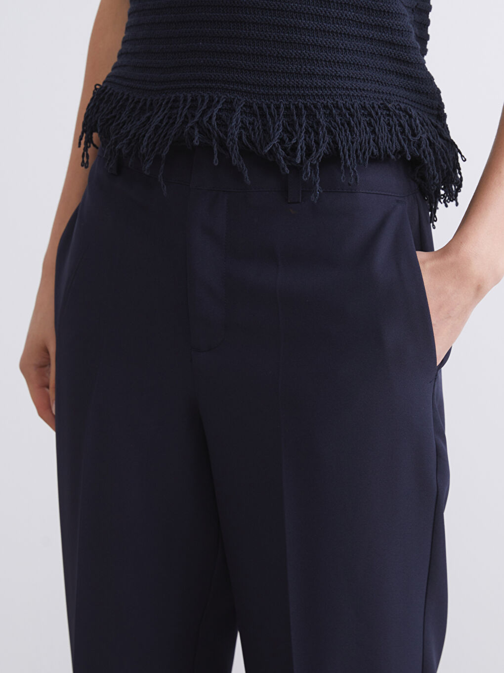 Lacivert Standart Fit Kadın Pantolon-2