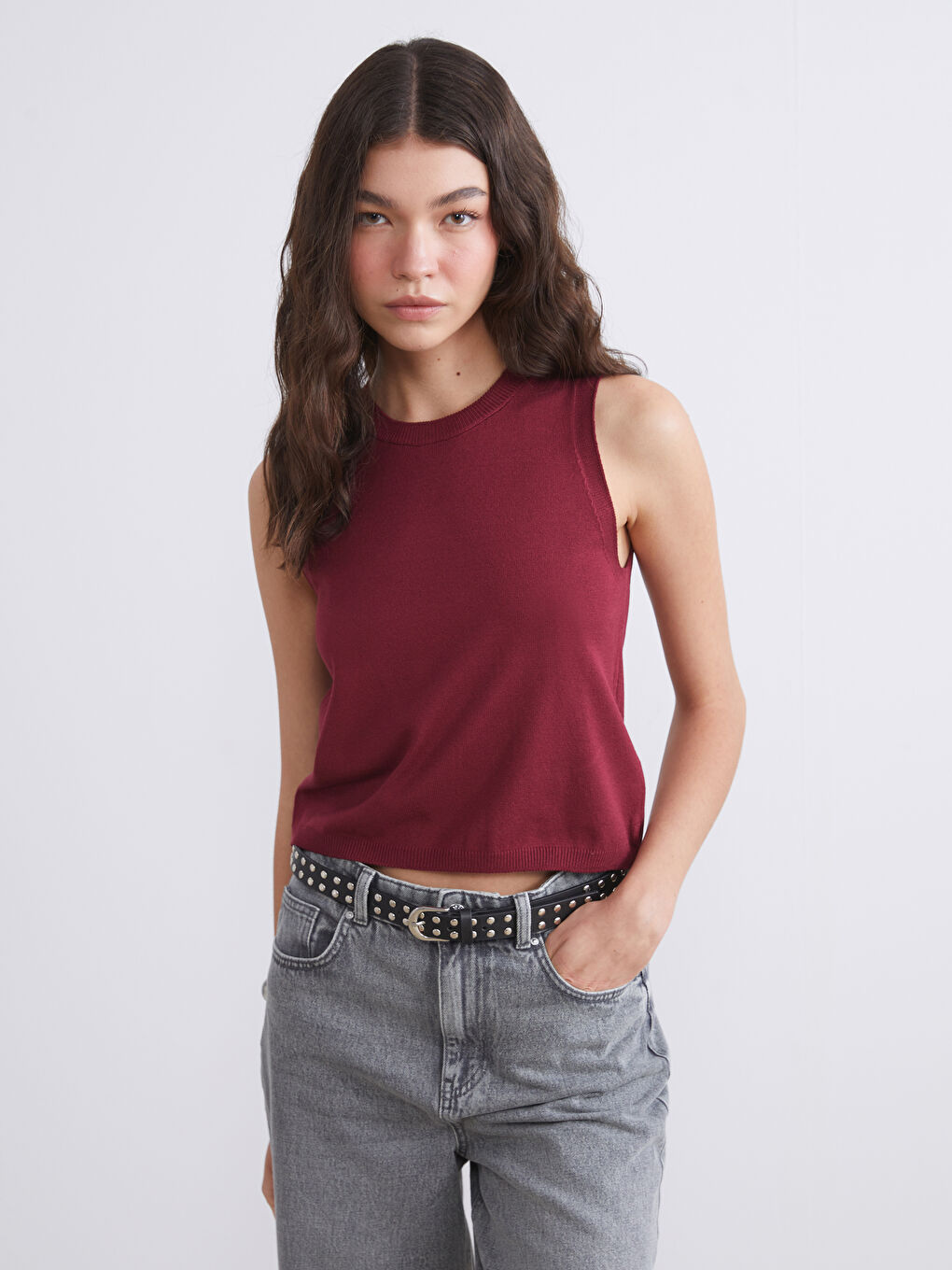 Crew Neck Women's Knitwear Sweater Vest