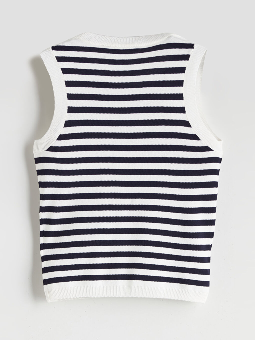 Crew Neck Striped Women's Knitwear Sweater Vest-5