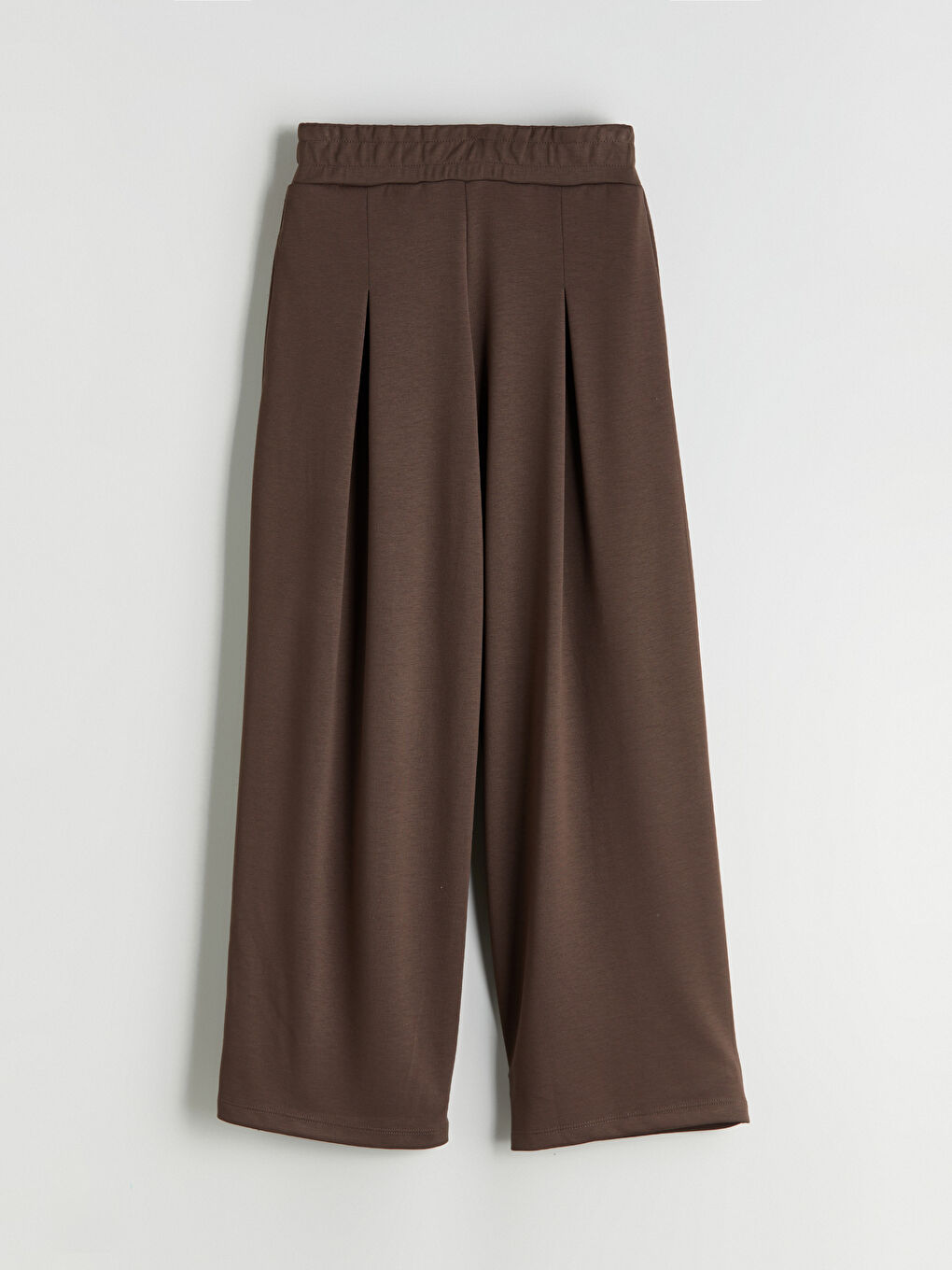 Kahverengi Beli Lastikli Geniş Paça Kadın Eşofman Altı-4