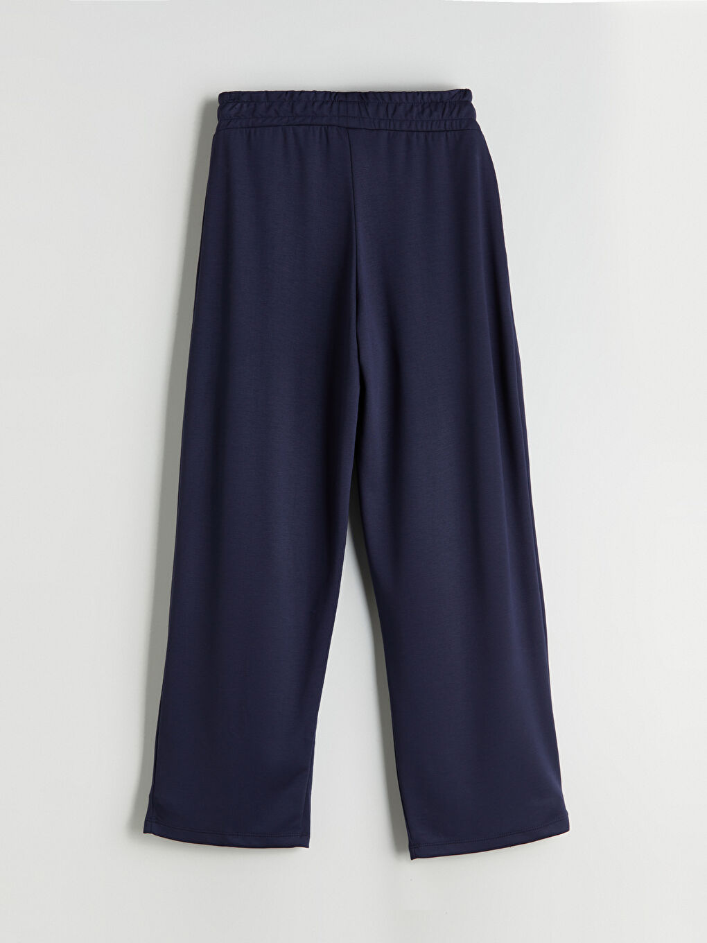 Lacivert Beli Lastikli Geniş Paça Kadın Eşofman Altı-6