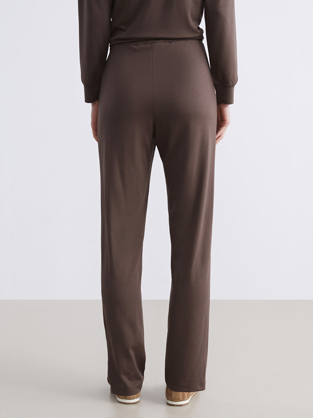 Kahverengi Beli Lastikli Kadın Eşofman Altı-3