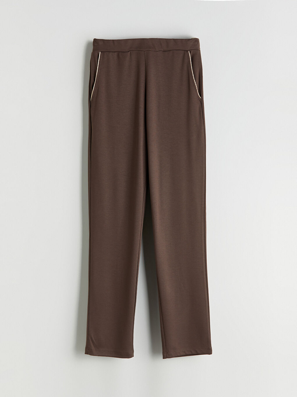 Kahverengi Beli Lastikli Kadın Eşofman Altı-4