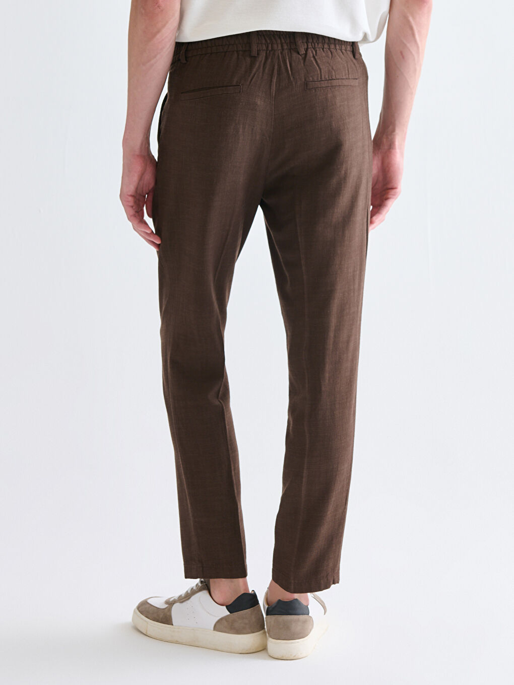 Regular Fit Linen-Look Men's Trousers-2