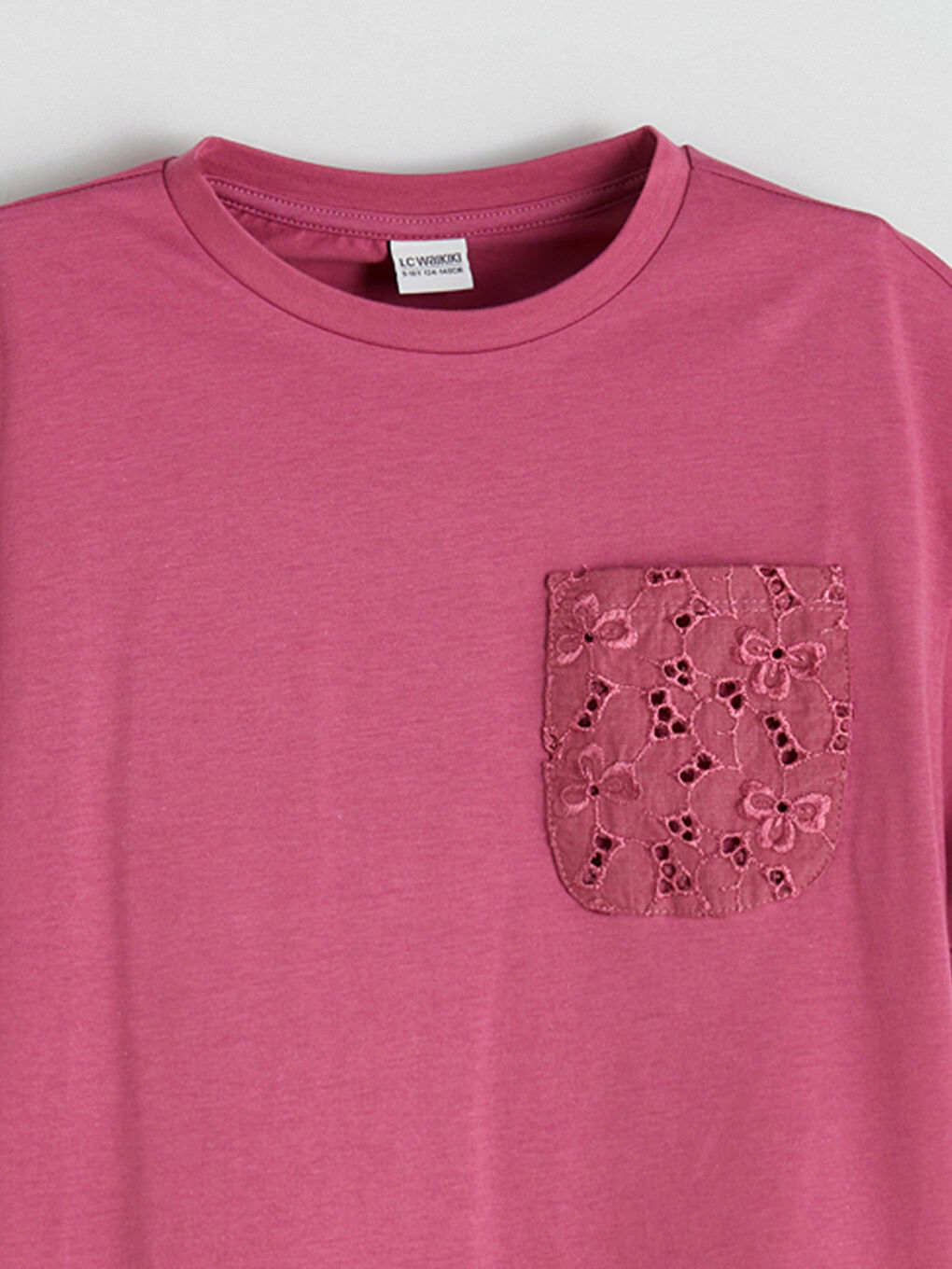 Crew Neck Frill Detailed Girl T-Shirt-1