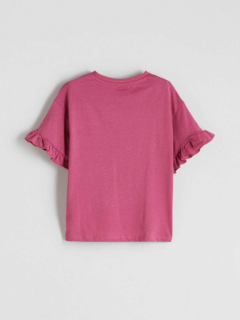Crew Neck Frill Detailed Girl T-Shirt-2