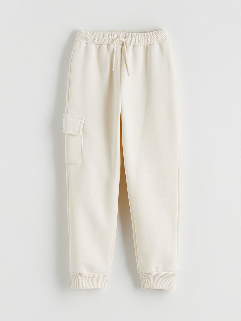 Bej Beli Lastikli Erkek Çocuk Jogger Eşofman Alt 2'li-1