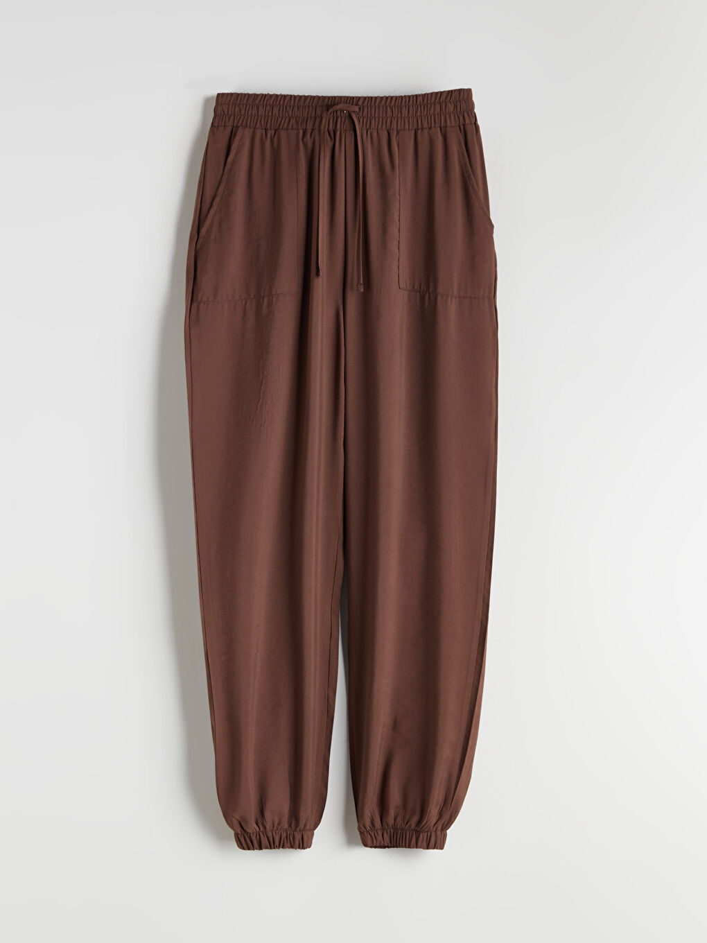Kahverengi Beli Lastikli Kadın Jogger Pantolon-4