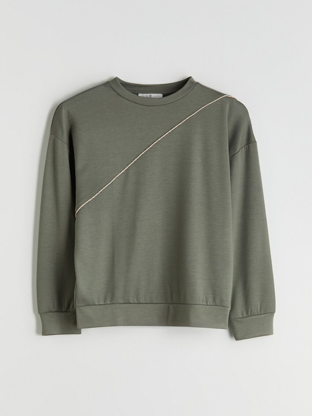 Haki Bisiklet Yaka Kadın Sweatshirt-4