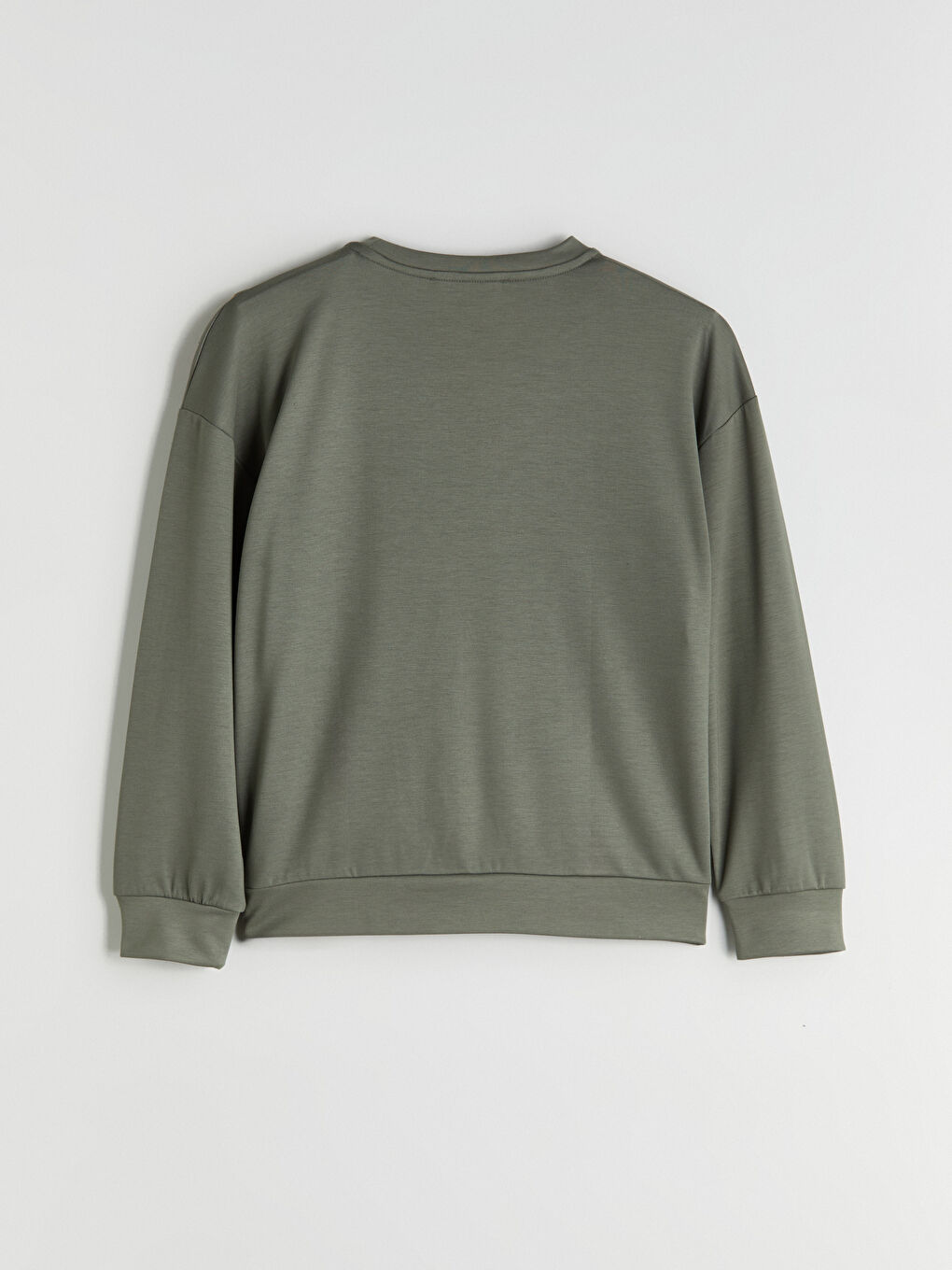 Haki Bisiklet Yaka Kadın Sweatshirt-5