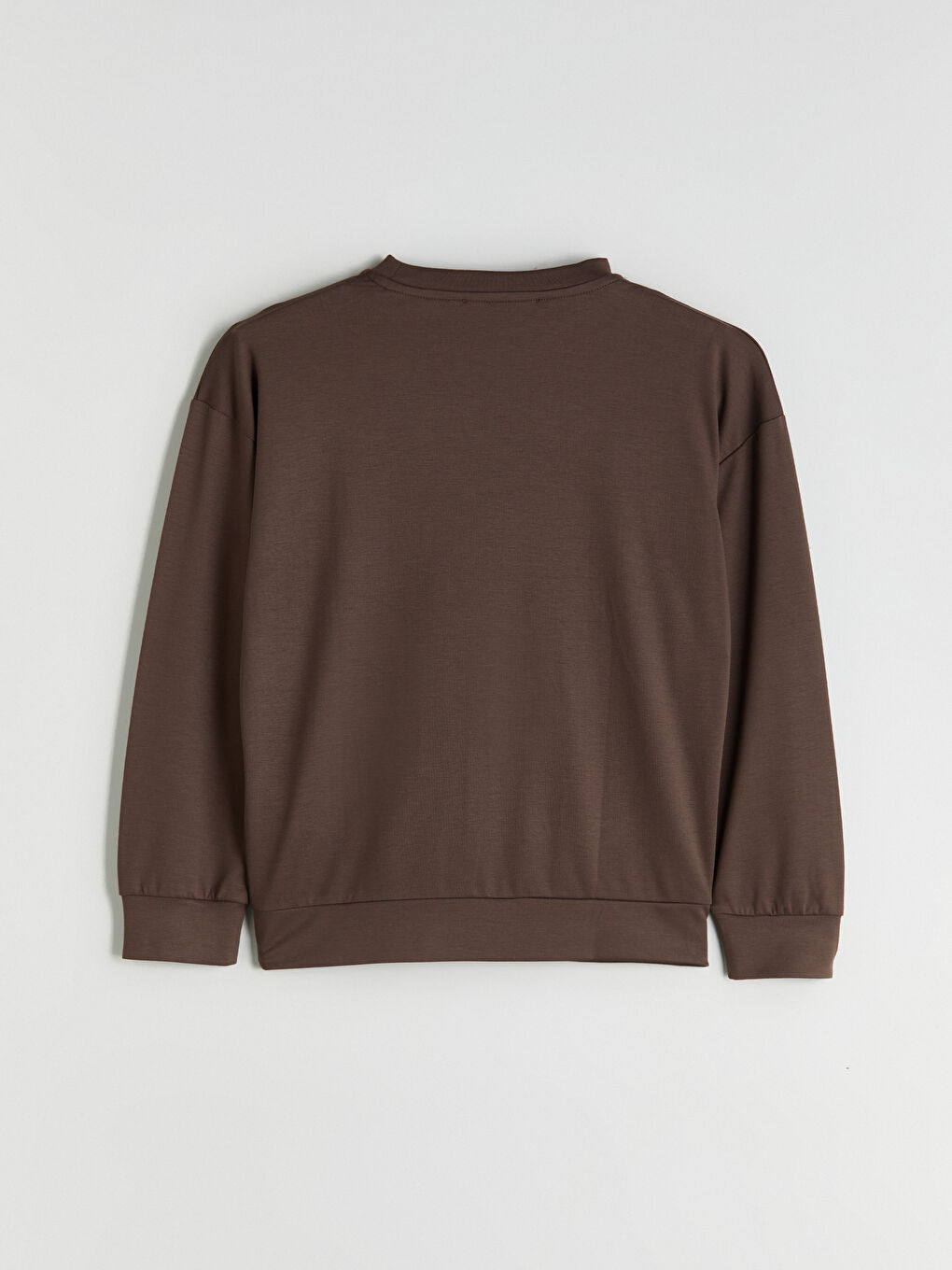 Kahverengi Bisiklet Yaka Kadın Sweatshirt-5