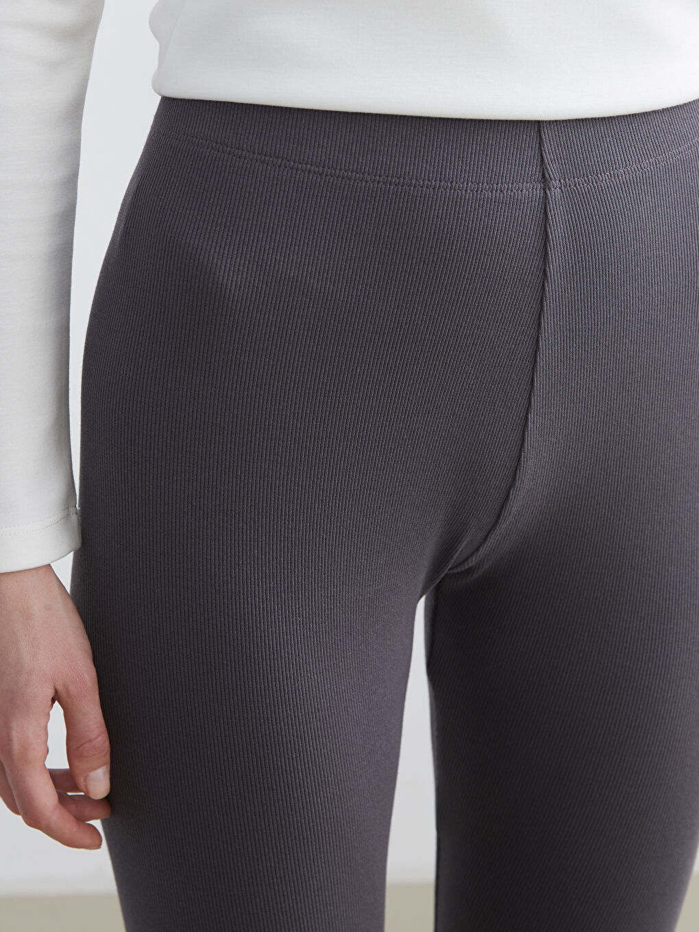 High Waist Ribbed Women's Leggings-2