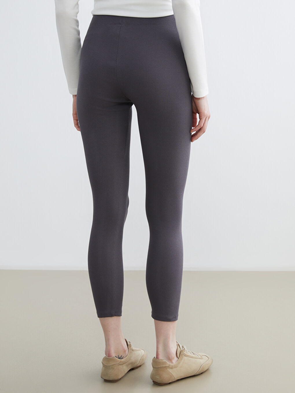 High Waist Ribbed Women's Leggings-3