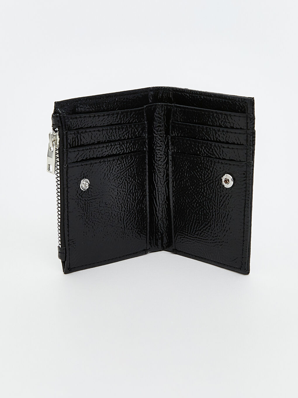 Siyah Deri Görünümlü Kadın Cüzdan-2