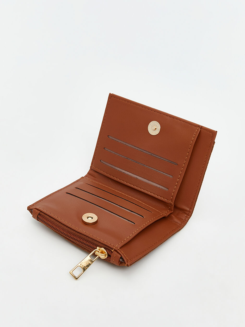 Kahverengi Deri Görünümlü Kadın Cüzdan-1