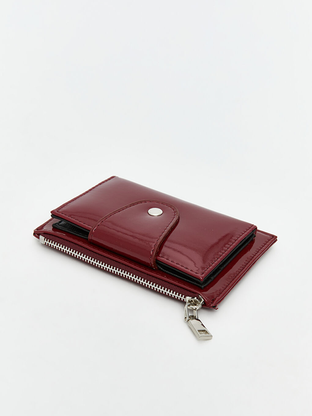Bordo Deri Görünümlü Kadın Cüzdan-1