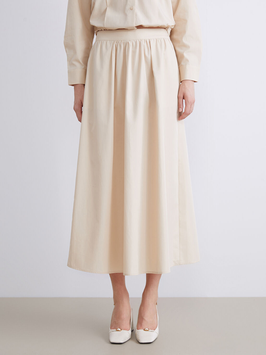 Elasticated Waist Pleated Skirt-4