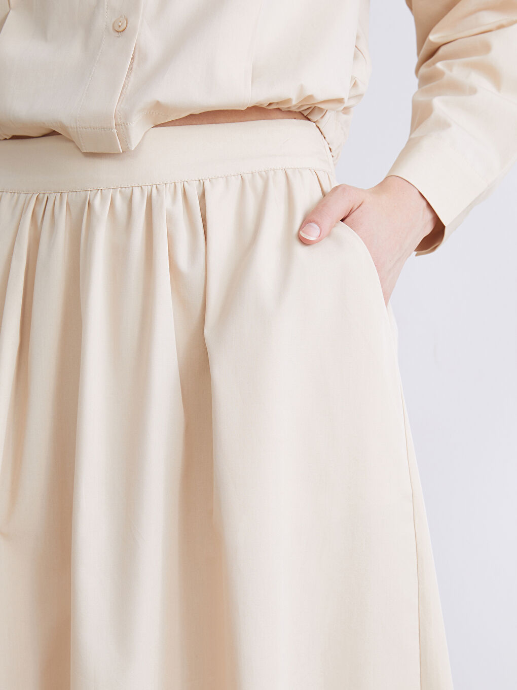 Elasticated Waist Pleated Skirt-6