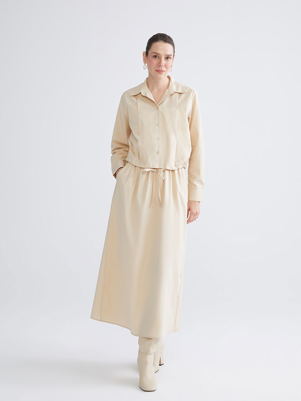 Elasticated Waist Pleated Skirt-1