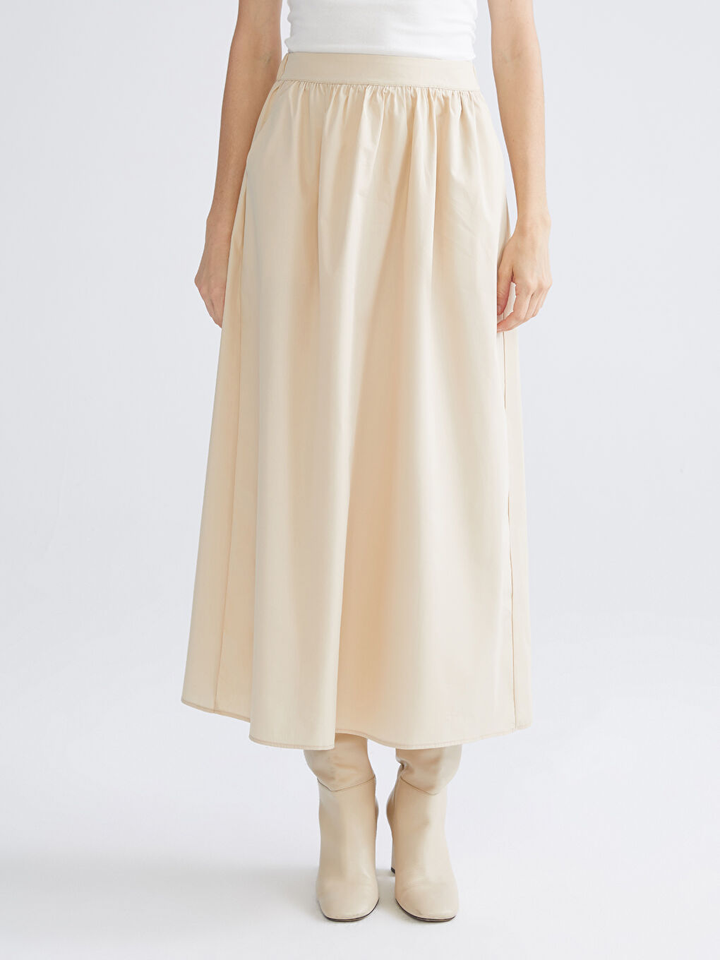 Elasticated Waist Pleated Skirt-3