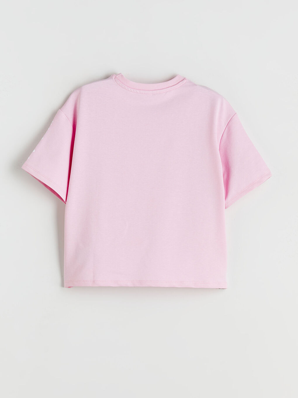 Pembe Bisiklet Yaka Hello Kitty Baskılı Kız Çocuk Tişört-1