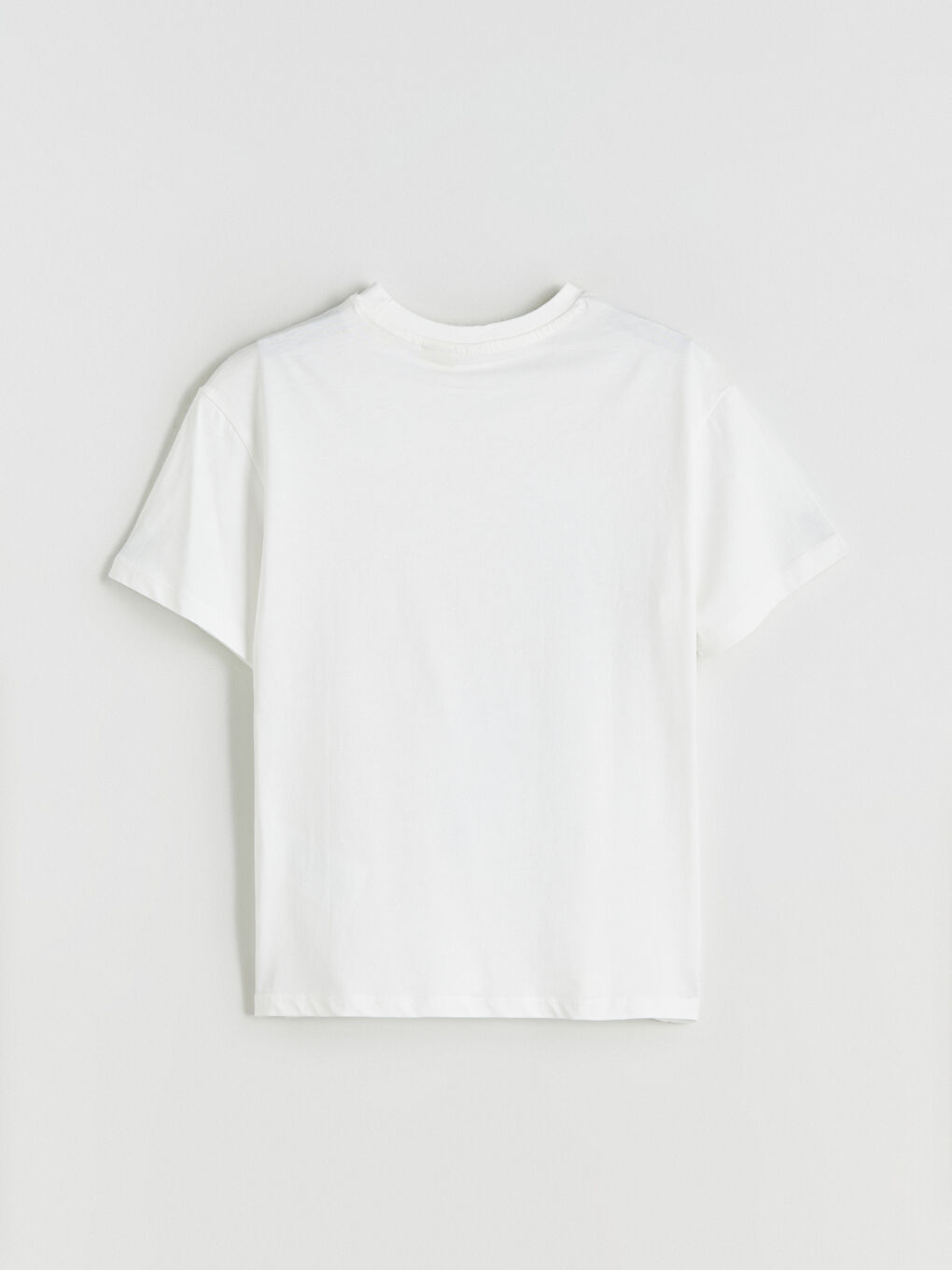 Ekru Bisiklet Yaka Stitch ve Angel Baskılı Kız Çocuk Tişört-2