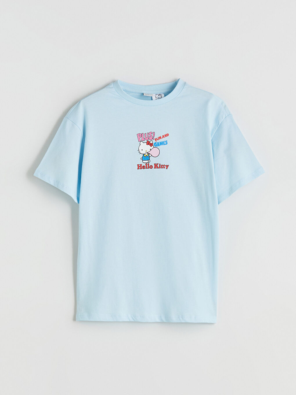 Mavi Bisiklet Yaka Hello Kitty Baskılı Kız Çocuk Tişört-1