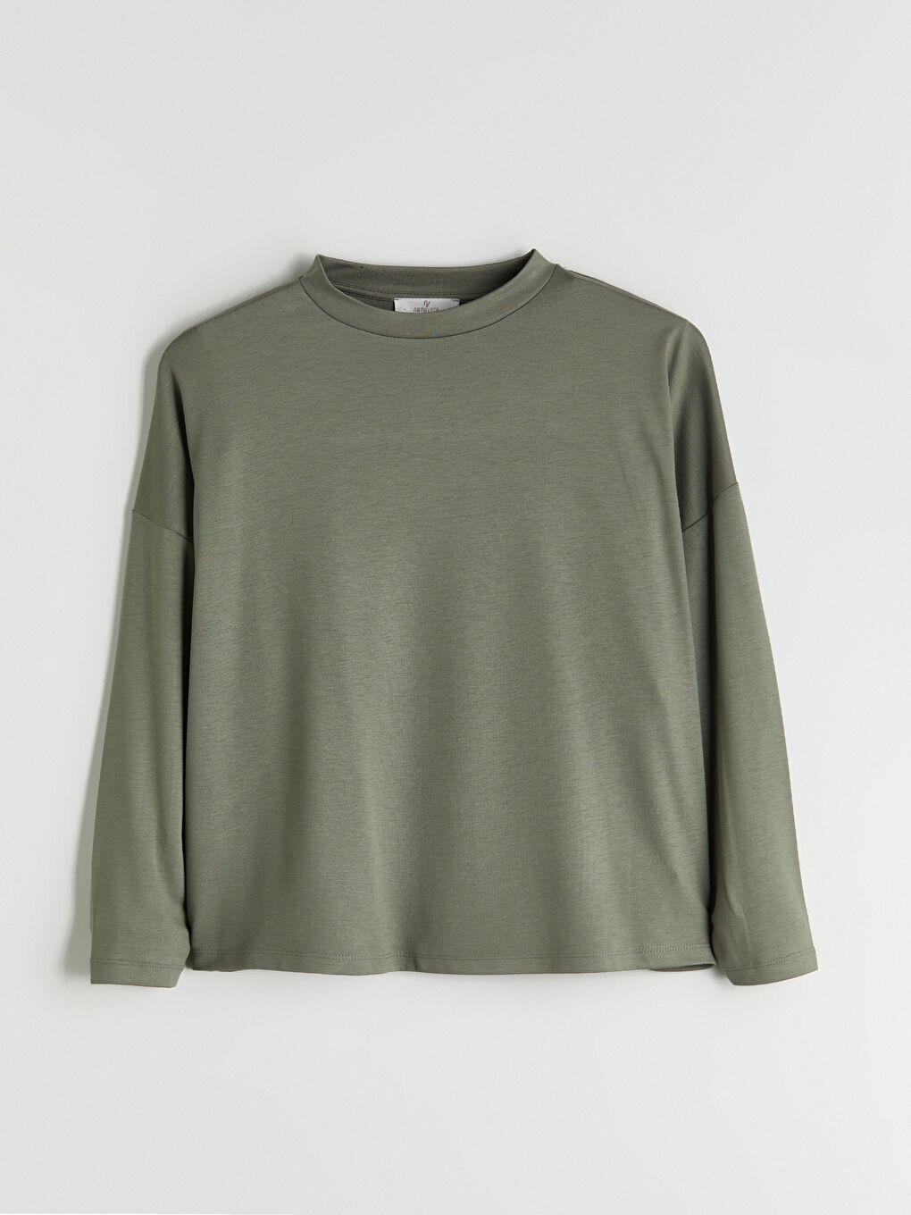 Haki Bisiklet Yaka Kadın Sweatshirt-4