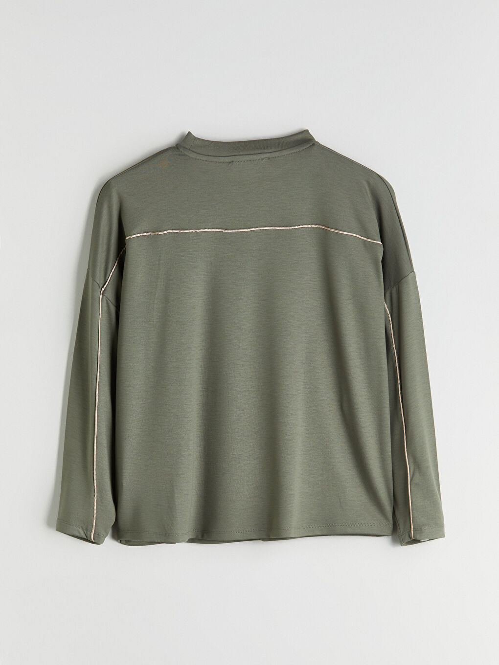 Haki Bisiklet Yaka Kadın Sweatshirt-5