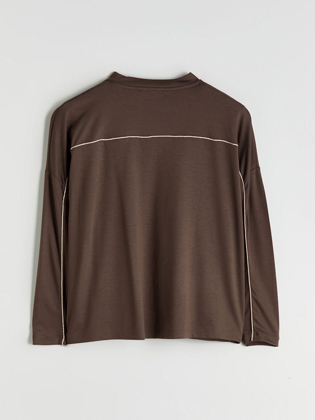 Kahverengi Bisiklet Yaka Kadın Sweatshirt-5