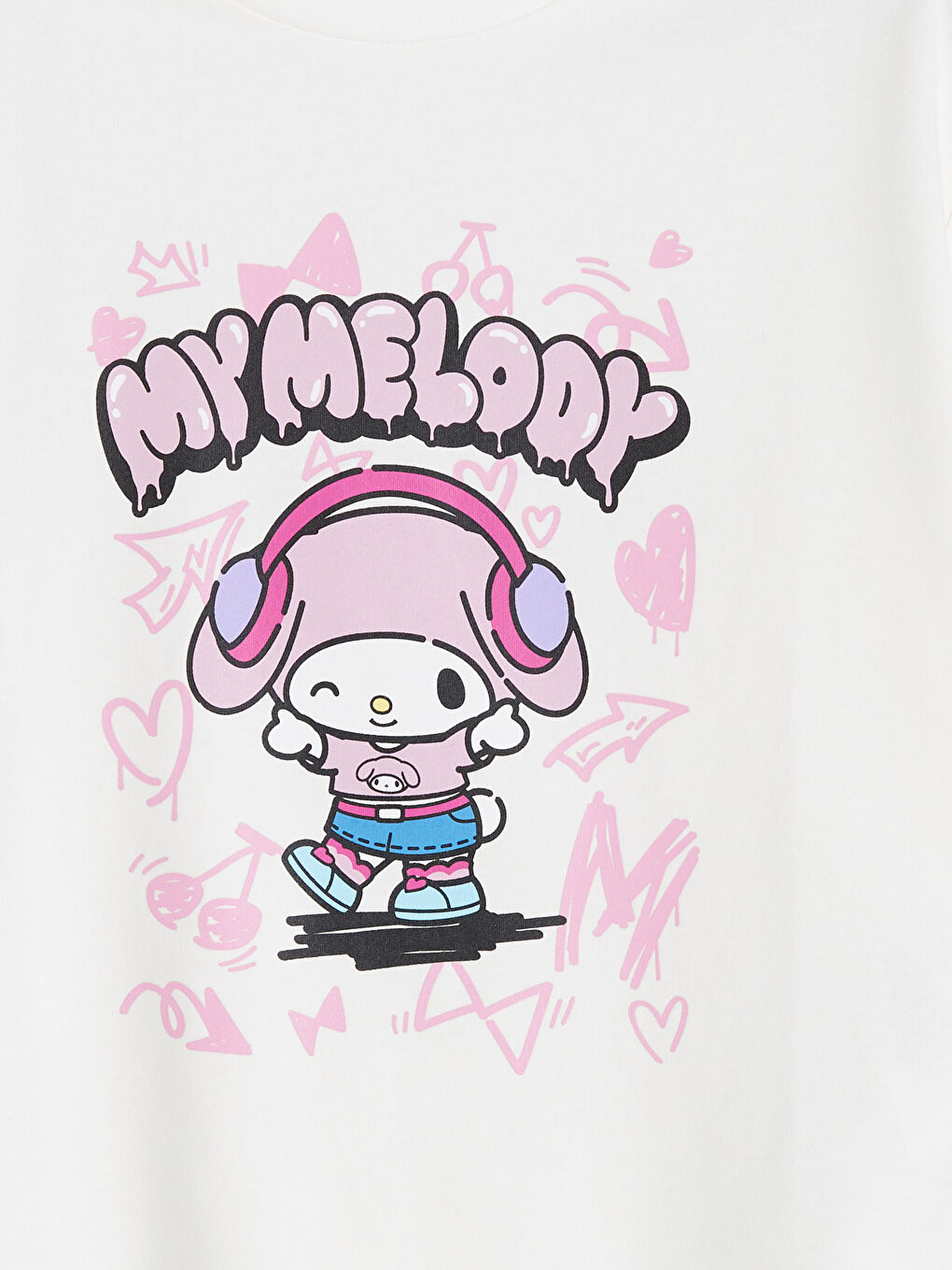 Ekru My Melody Baskılı Kız Çocuk Tişört-2