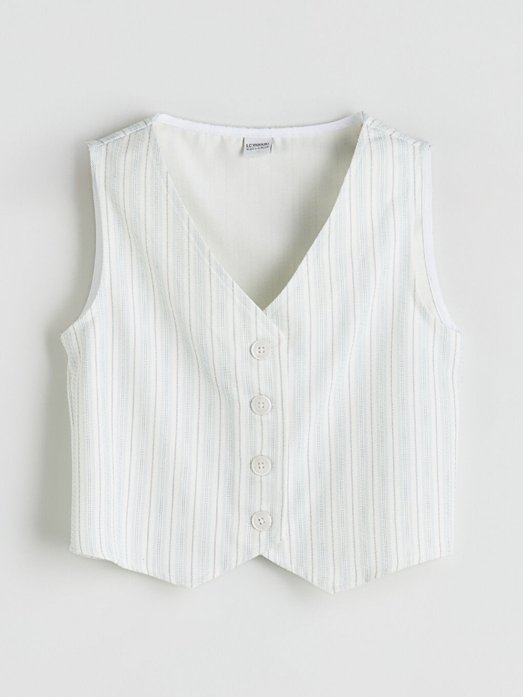 Yeşil V Yaka Gabardin Kız Çocuk Klasik Yelek-2