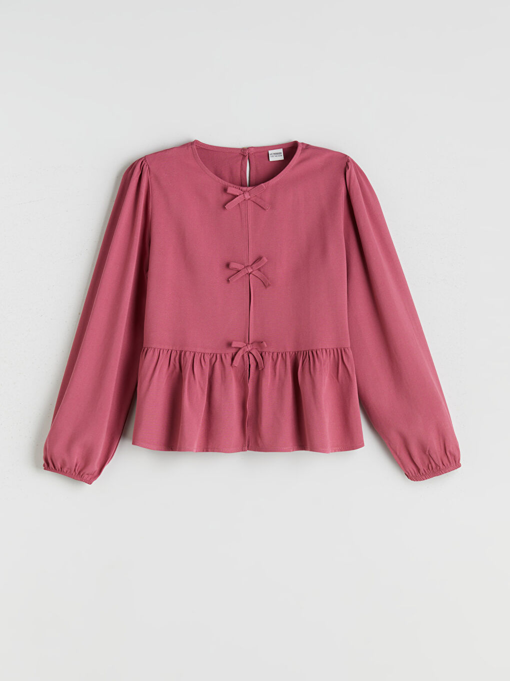 بلوزة للبنات بياقة دائرية وبفيونكة-2