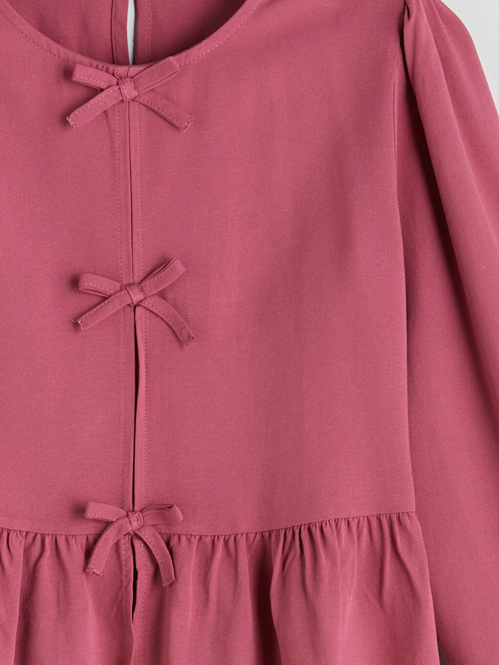 بلوزة للبنات بياقة دائرية وبفيونكة-4