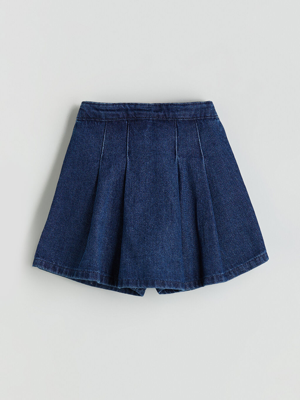 İndigo Beli Lastikli Kız Çocuk Jean Şort Etek ve Külotlu Çorap 2'li-1