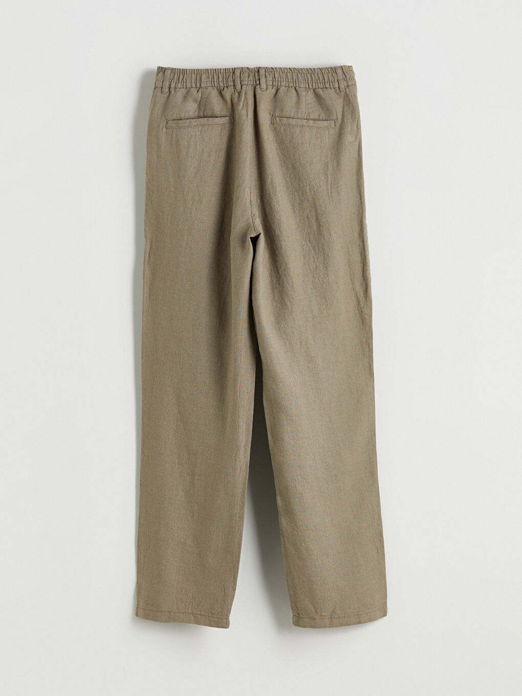 Yeşil Standart Kalıp %100 Keten Erkek Pantolon-5