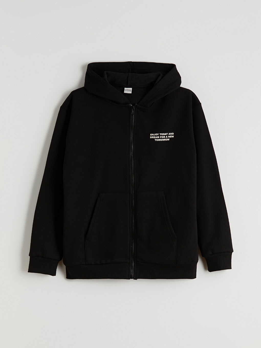 Siyah Kapüşonlu Erkek Çocuk Fermuarlı Sweatshirt