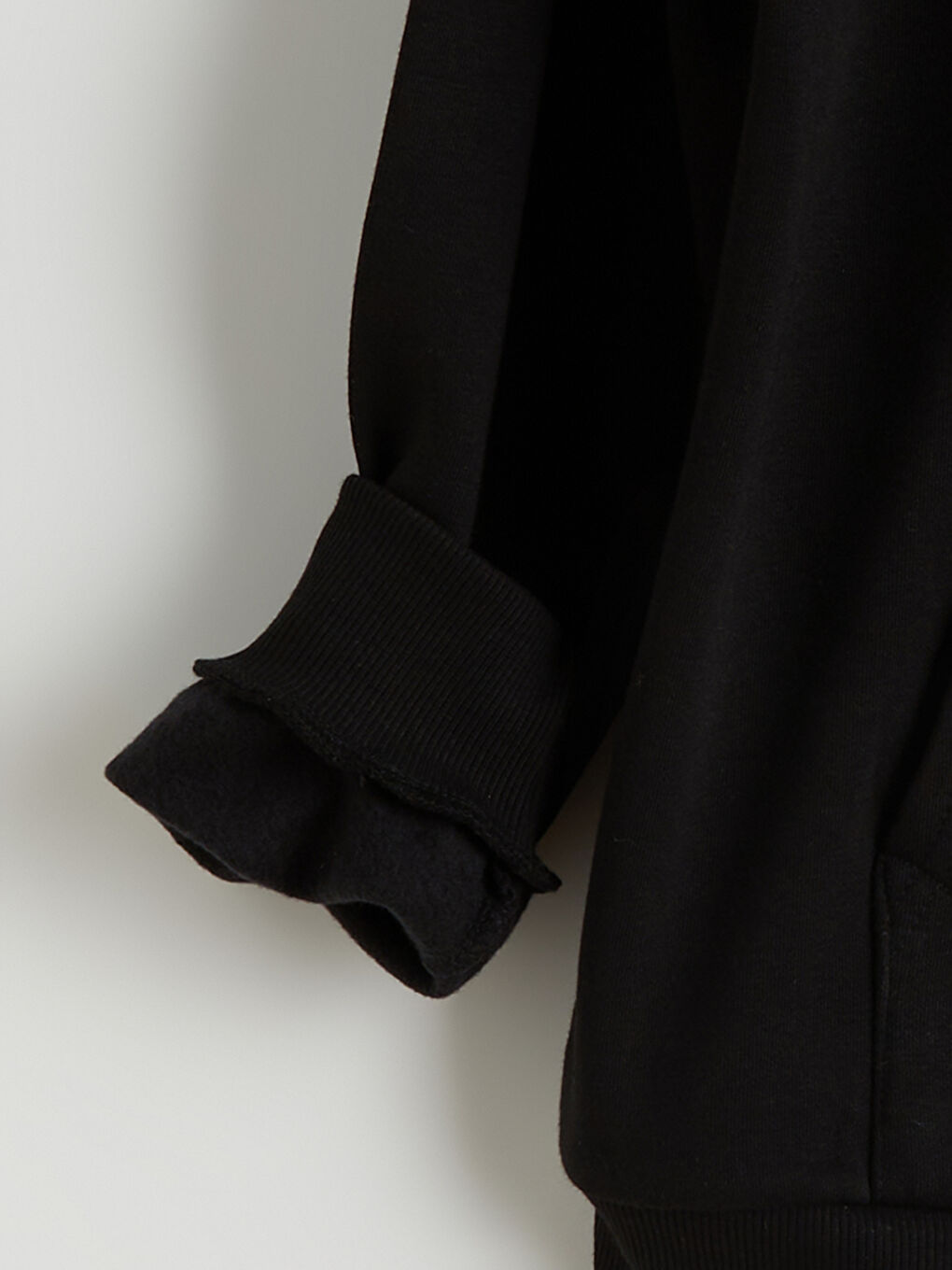 Siyah Kapüşonlu Erkek Çocuk Fermuarlı Sweatshirt-1