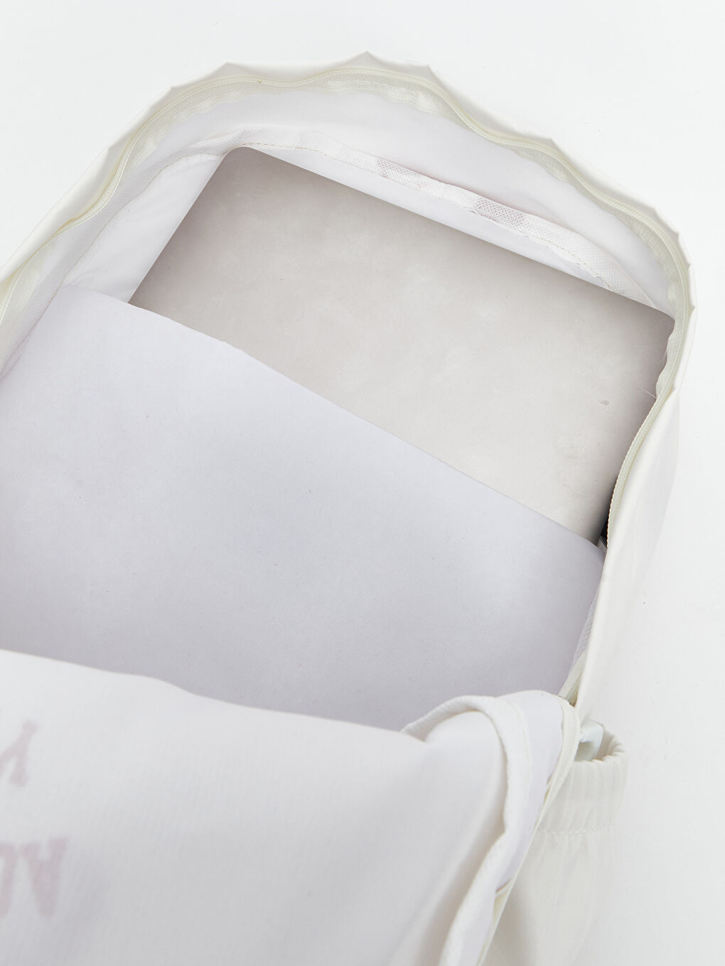 Ekru Laptop Bölmeli Kadın Sırt Çantası-4