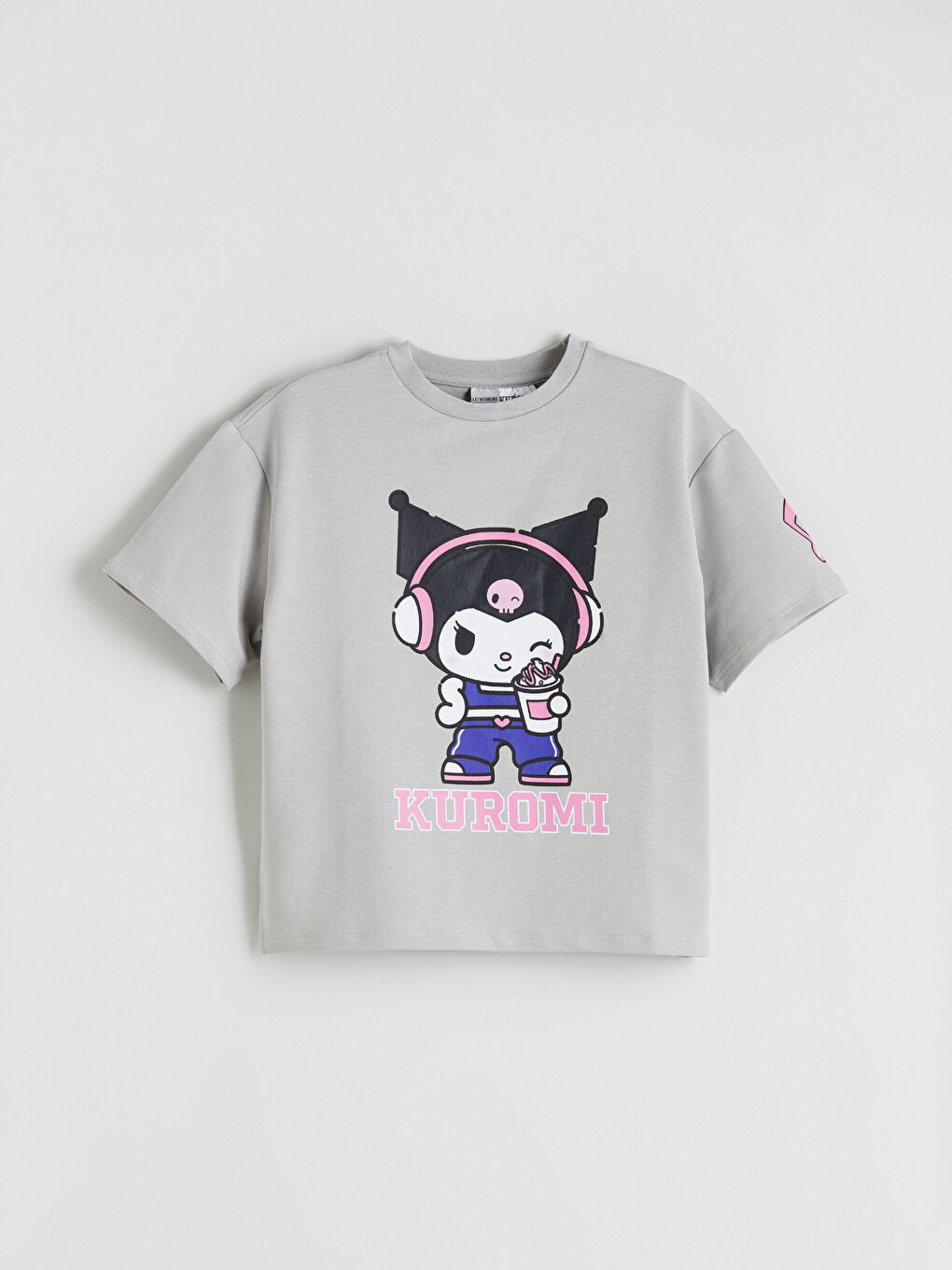 Gri Kuromi Baskılı Kız Çocuk Tişört ve Pantolon 2'li-1