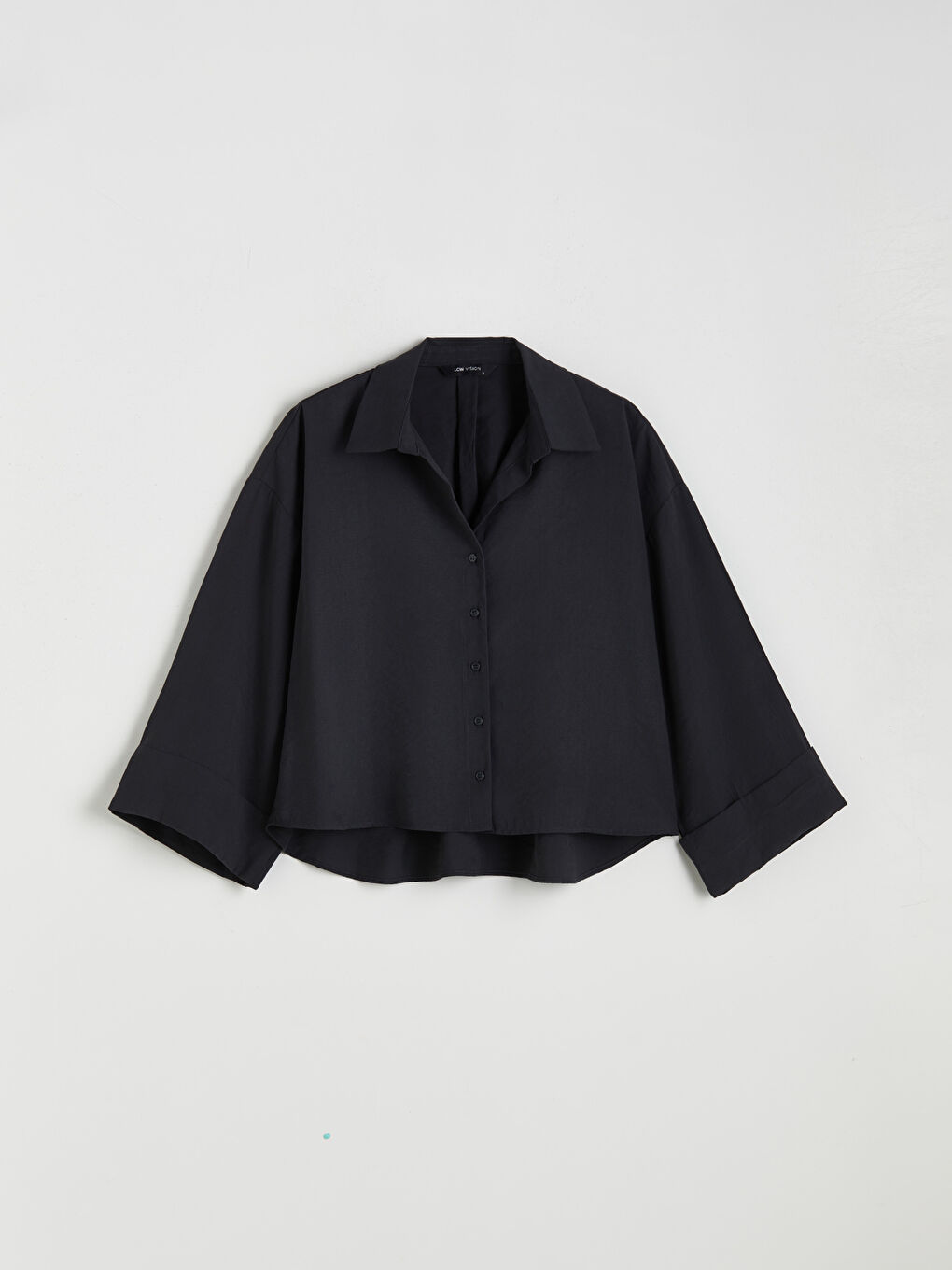 Siyah Oversize Modal Karışımlı Kadın Gömlek-4