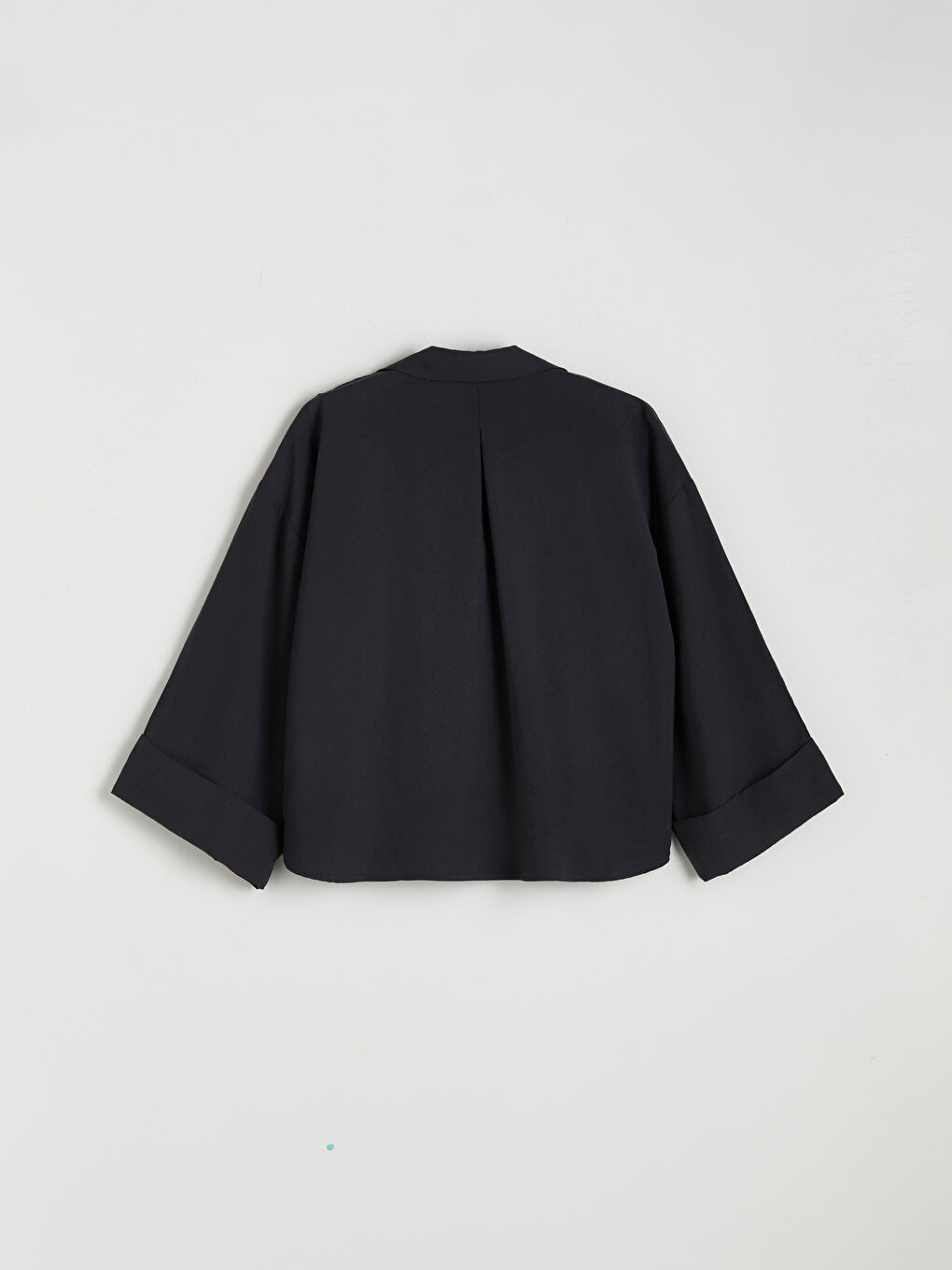 Siyah Oversize Modal Karışımlı Kadın Gömlek-5