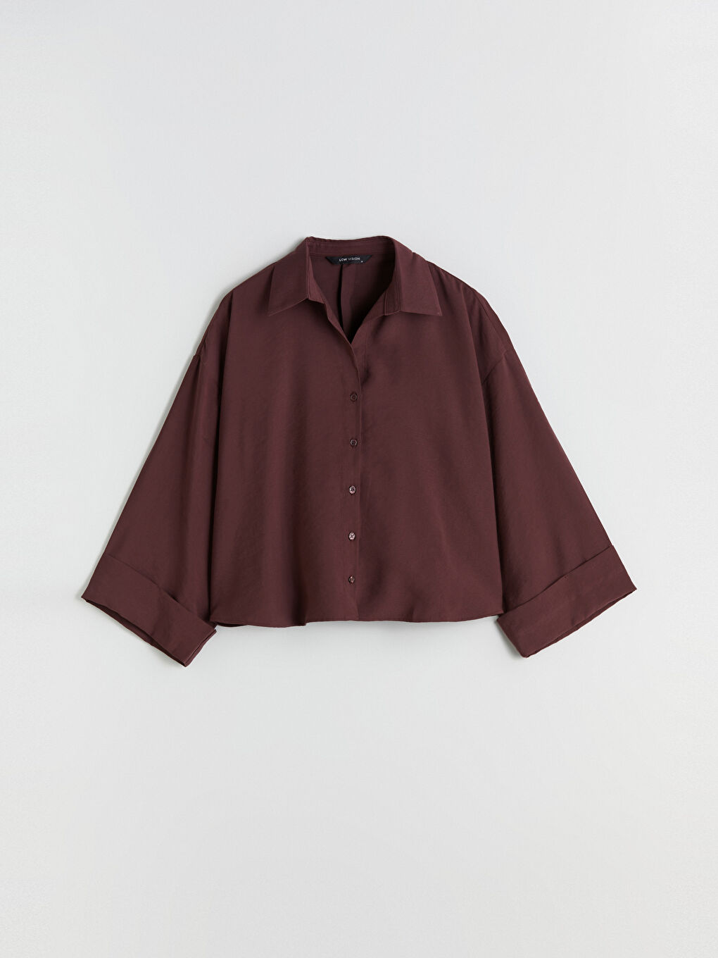Bordo Oversize Modal Karışımlı Kadın Gömlek-4