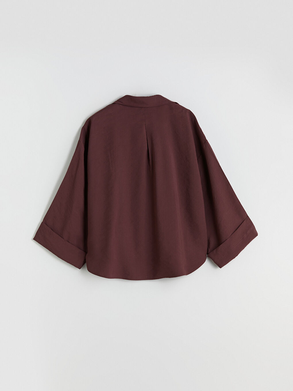 Bordo Oversize Modal Karışımlı Kadın Gömlek-5
