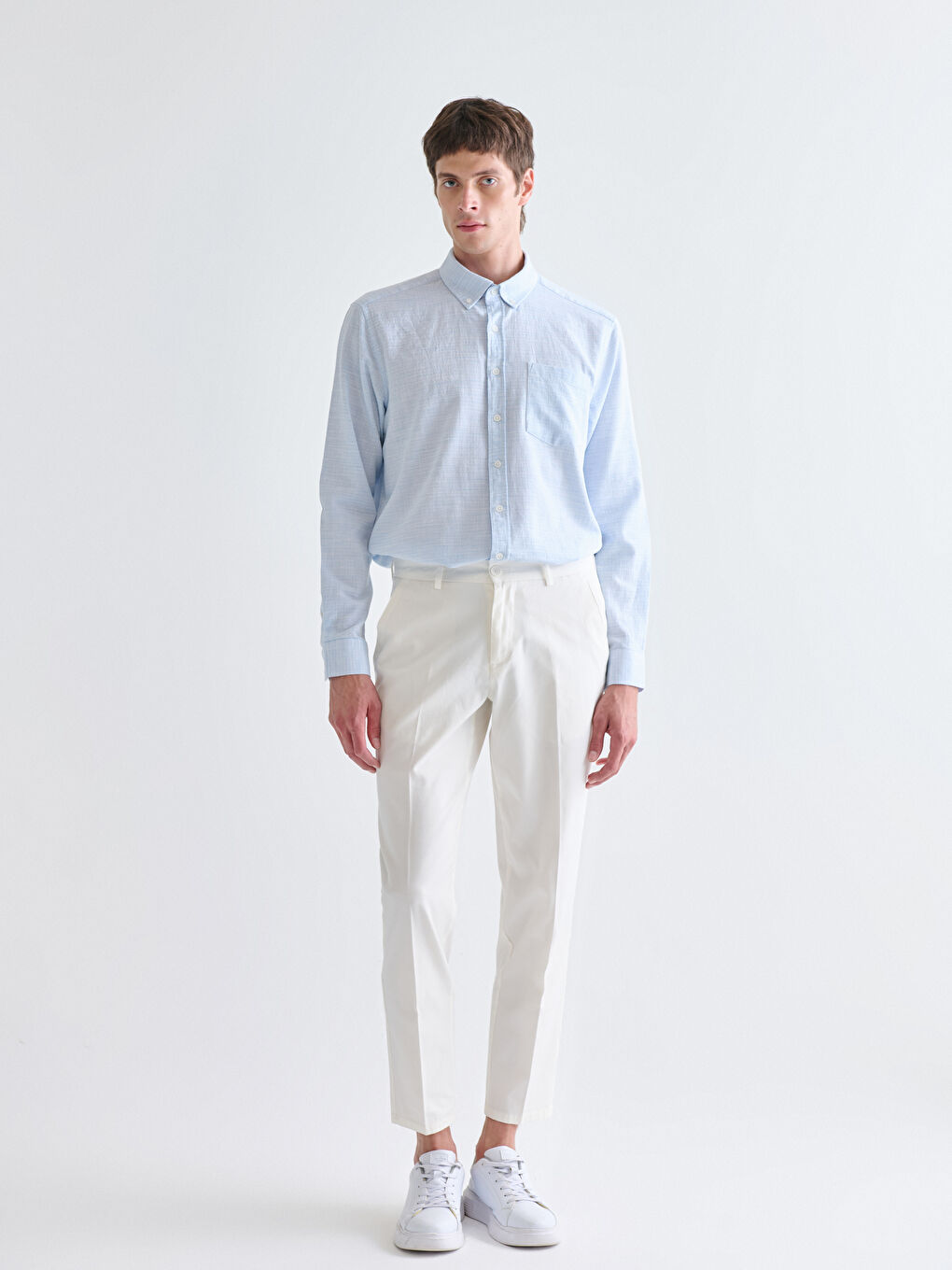 Mavi Regular Fit Uzun Kollu Armürlü Erkek Gömlek-1