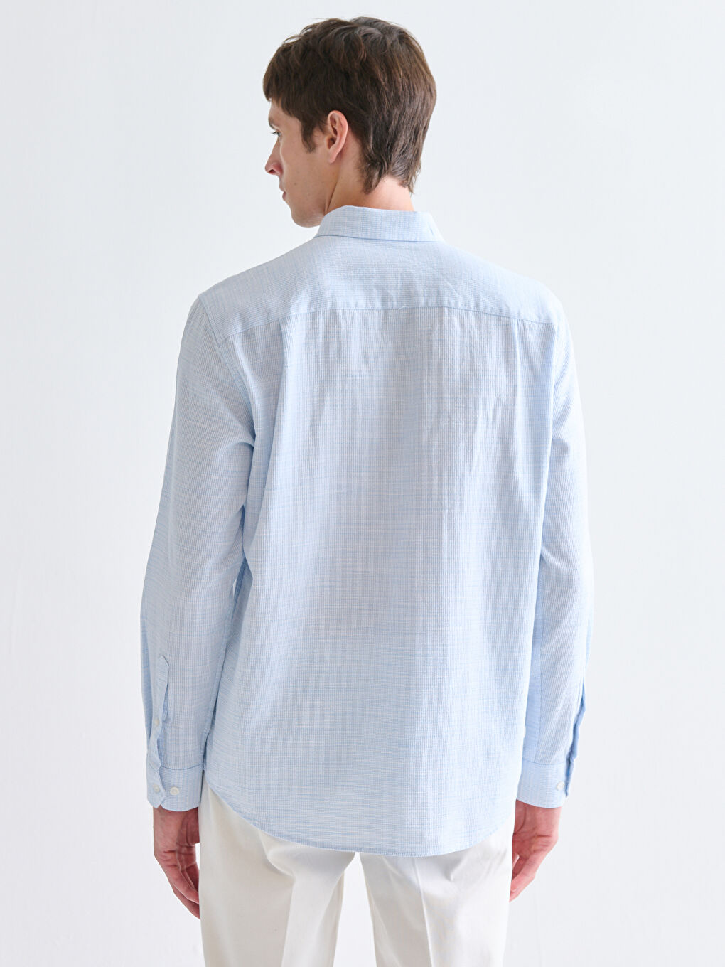 Mavi Regular Fit Uzun Kollu Armürlü Erkek Gömlek-3