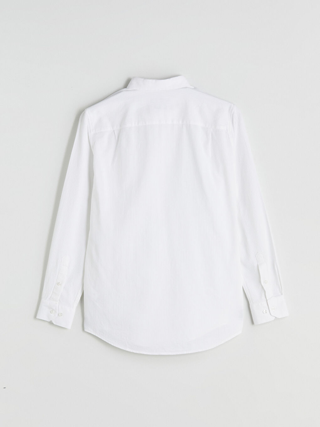 Beyaz Regular Fit Uzun Kollu Armürlü Erkek Gömlek-5