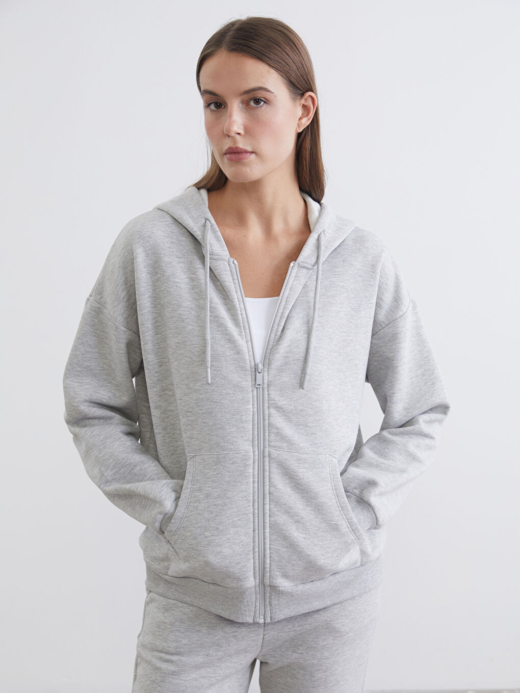 Hooded Oversize Women's Zipper Sweatshirt