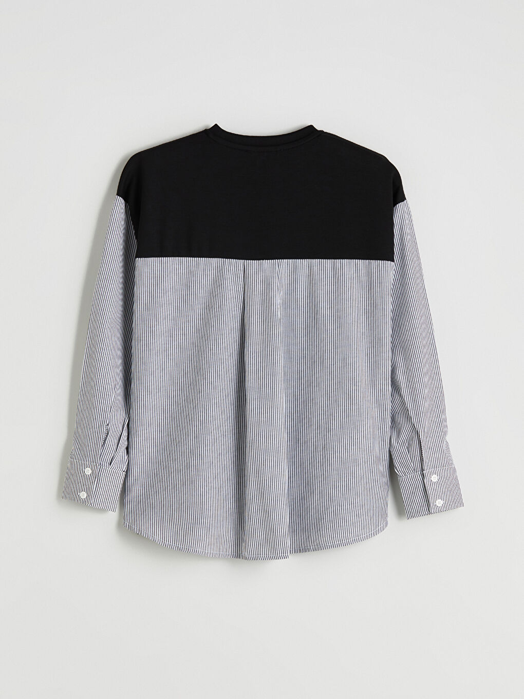 Siyah Bisiklet Yaka Çizgili Oversize Kadın Sweatshirt-5