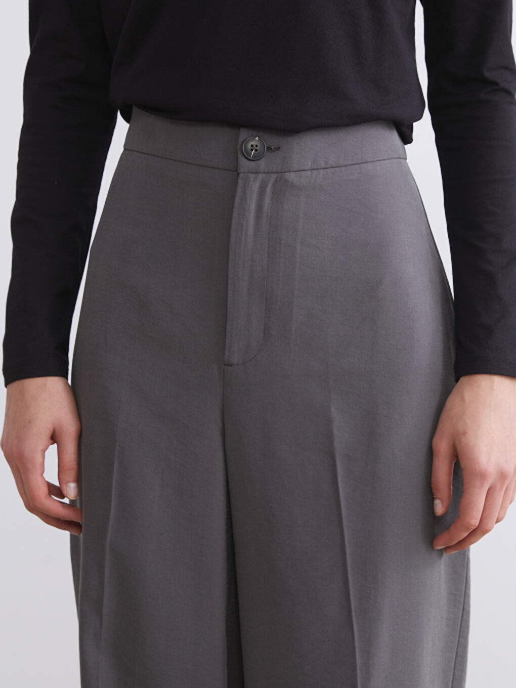 Antrasit Dar Fit Modal Karışımlı Kadın Pantolon-2